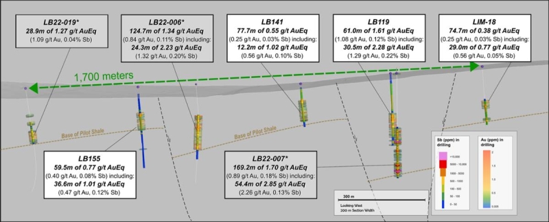 NevGold Extends Oxide Gold-Antimony Mineralization Over 1.7 Kilometers at Cadillac Valley Target: 2.28 g/t AuEq Over 30.5 Meters (1.29 g/t Au And 0.22% Antimony) Within 1.61 g/t AuEq Over 61.0 Meters (1.08 g/t Au And 0.12% Antimony)