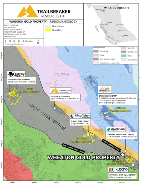 Trailbreaker Acquires the Wheaton Gold Property, an Orogenic Gold Prospect in BC's Underexplored Turnagain Placer District