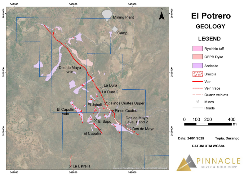 Pinnacle Prepares for Underground Drill Program on High-Grade Gold-Silver Targets at El Potrero